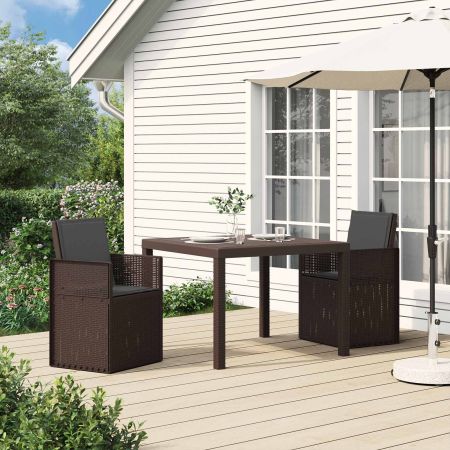 Градински Dining Столове 2 pcs Кафяво и антрацит ПП