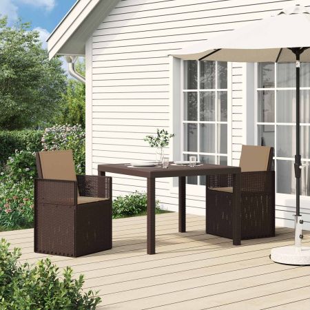 Градински Dining Столове 2 pcs Кафяво и таупе ПП
