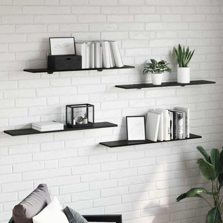 Етажерка Борд 4 pcs Черен 100 x 20 x 1,5 cm Инженерно дърво