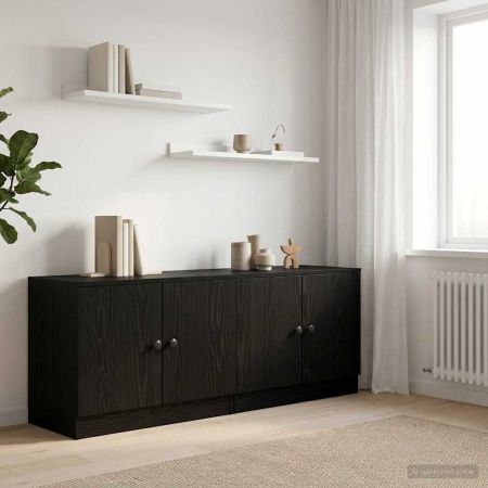 Шкаф за легло със съхранение 2 pcs Черен Дъб 66 x 35 x 48 см