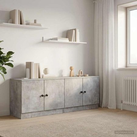 Шкаф за легло със съхранение 2 pcs Бетонно сиво 66 x 35 x 48 см
