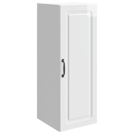 Стенно шкафче Бял гланц 33 x 34,5 x 90 см Инженерна дървесина