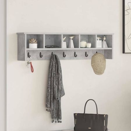 Стенен закачалка за палта Циментено сиво 100 x 16 x 26 см