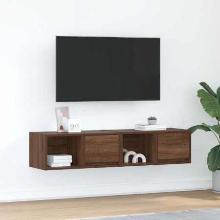 ТВ шкафове 2 бр Кафяв дъб 60x31x25,5 см инженерно дърво