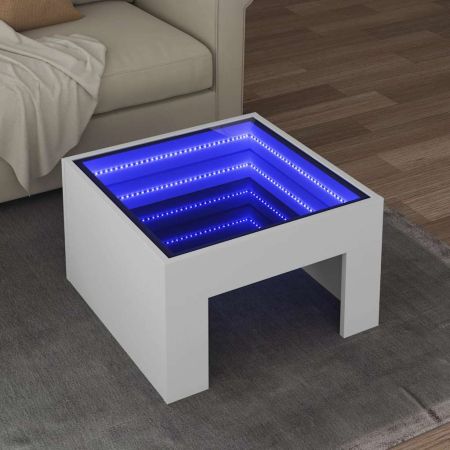 Маса за кафе с Infinity LED, бяла, 50x50x30 см