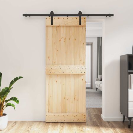 Преплъзваща се врата Естествено и черно 80 x 210 cm