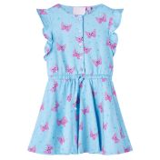 Детска рокля с копчета, без ръкави, синя, 116