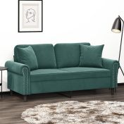2-местен диван с възглавници тъмнозелен 140 см кадифе