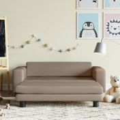Детски диван с табуретка капучино 100x50x30 см изкуствена кожа