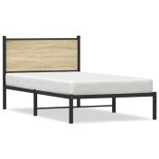 Метална рамка за легло с табла, дъб сонома, 100x190 см