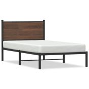 Метална рамка за легло с горна табла, кафяв дъб, 100x190 см