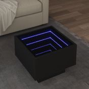 Помощна маса с LED черна 40x40x30 см инженерно дърво