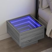 Нощна масичка с Infinity LED, сив сонома, 40x40x30 см