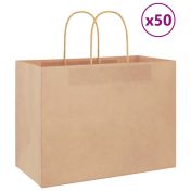 Хартиени торбички 50 бр с дръжки кафяви 32x17x25 см