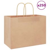 Хартиени торбички 250 бр с дръжки кафяви 32x17x25 см