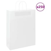 Хартиени торбички 250 бр с дръжки бели 32x12x42 см