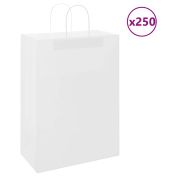 Хартиени торбички 250 бр с дръжки бели 32x17x44 см