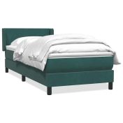 Box Spring легло с матрак Тъмнозелено 90x220 cm Кадифе