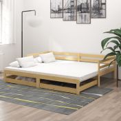 Разтегателно дневно легло, 2x(90x200) см, борово дърво масив