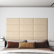 Стенни панели, 12 бр, кремави, 60x30 см, плат, 2,16 м²