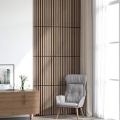 Акустични стенни панели 8 бр. с ламели 60,5x60 см Дъбов фурнир
