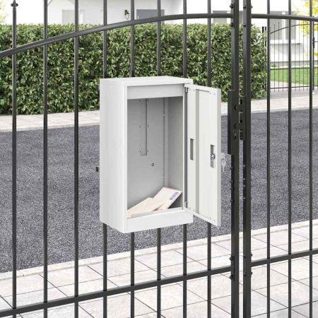 Пощенска кутия със съхранение Бяло 30 x 20 x 55 см Стомана