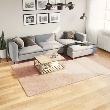 Килим HUARTE с къс косъм, мек и миещ се, руж, 200x280 см