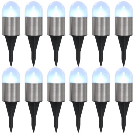 Соларни земни лампи, 12 бр, LED светлина, бели