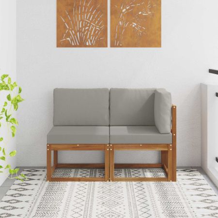 Външен модулен и ъглов диван 2 Брой Естествено и светло сиво