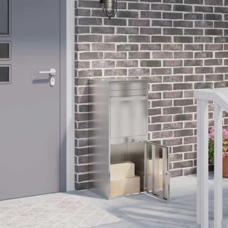 Пощенска кутия за пратки с врата Сребрист 47,5 x 38 x 59 см