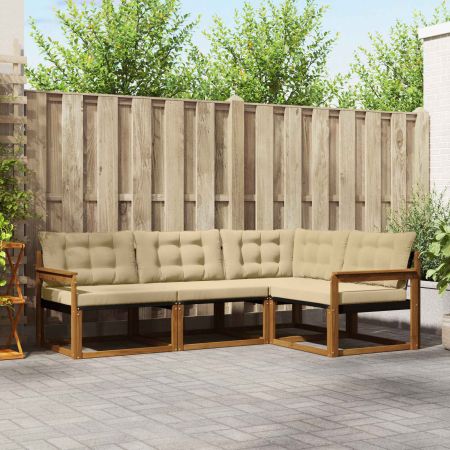 Комплект дивани с възглавница 4 pcs Натурален и Бежов