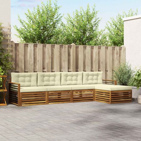 Комплект дивани за открито 5 pcs Натурален и Крема