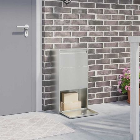 Пощенска кутия за пратки с врата Сребрист 44 x 22 x 82 см