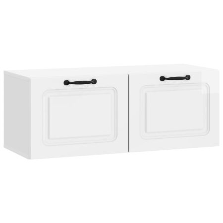 Стенно монтиран ТВ шкаф Бял гланц 78,5 x 31 x 30 см