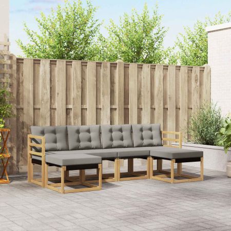 Комплект дивани за открито 6 pcs Бяло и светлосиво