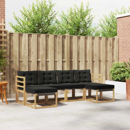 Комплект дивани за открито с възглавница 6 pcs Бяло и черно