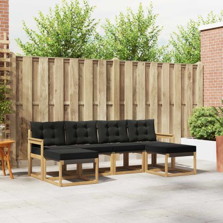 Комплект дивани за открито с възглавница 6 pcs Бяло и черно