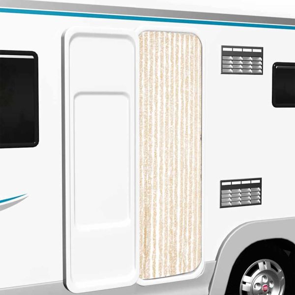 Ресни за врата против мухи, бежово и бяло, 56x185 см, шенил