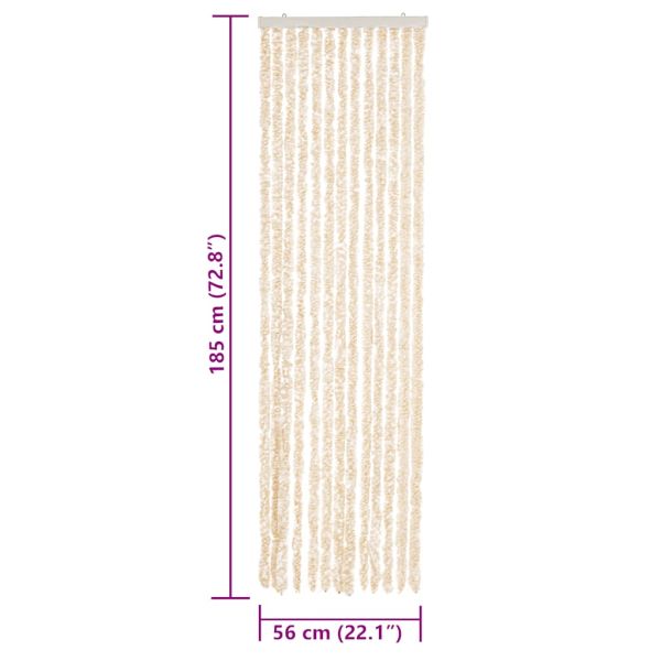 Ресни за врата против мухи, бежово и бяло, 56x185 см, шенил