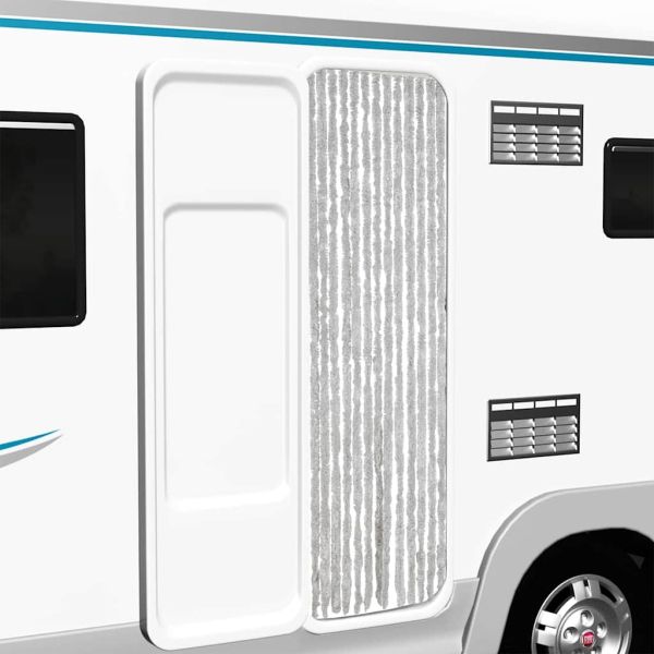 Ресни за врата против мухи, сиво, 56x185 см, шенил