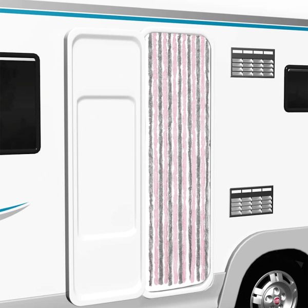 Ресни за врата против мухи, сиво и розово, 56x200 см, шенил