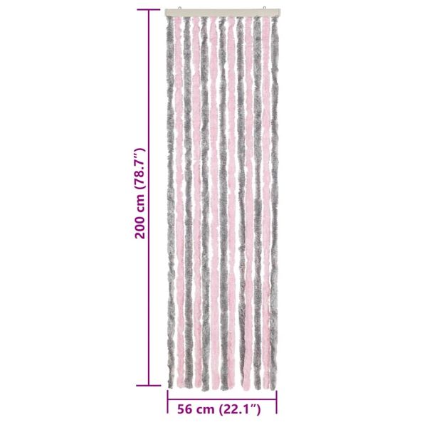 Ресни за врата против мухи, сиво и розово, 56x200 см, шенил