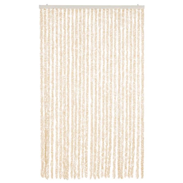 Ресни за врата против мухи, бежово и бяло, 118x220 см, шенил