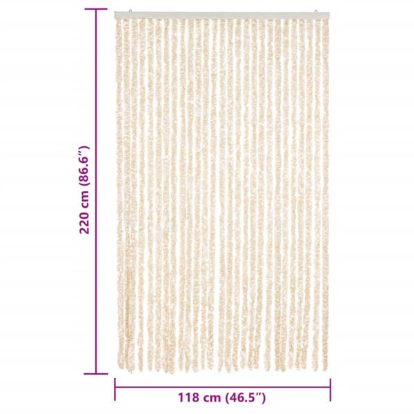 Ресни за врата против мухи, бежово и бяло, 118x220 см, шенил