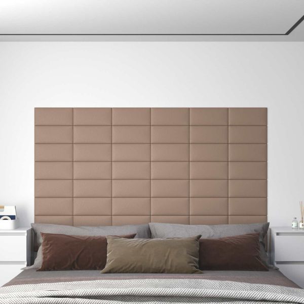 Стенно табло за легло 12 pcs Капучино 30 x 15 cm текстил