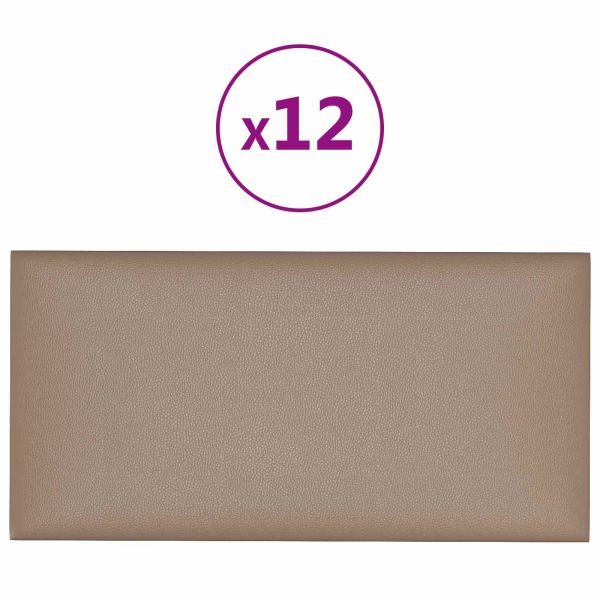 Стенно табло за легло 12 pcs Капучино 30 x 15 cm текстил