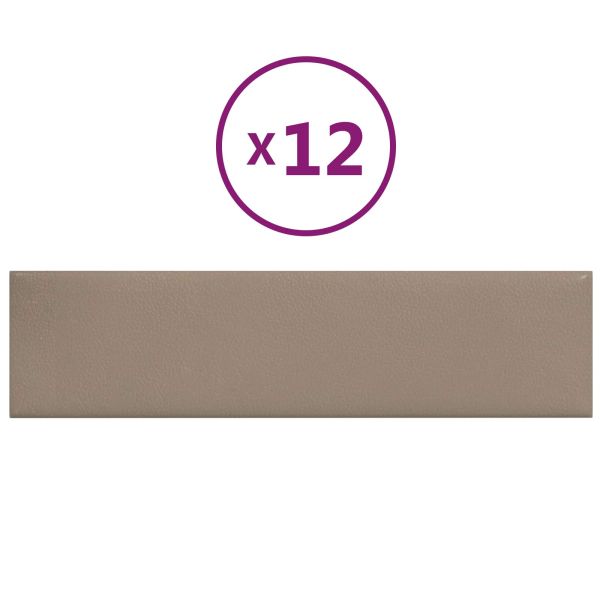 Стенно табло за легло 12 pcs Капучино 60 x 15 cm текстил