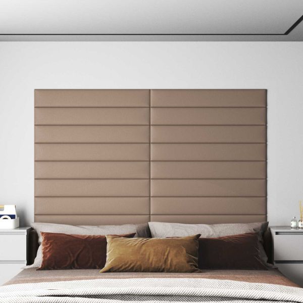 Стенно табло за легло 12 pcs Капучино 90 x 15 cm текстил