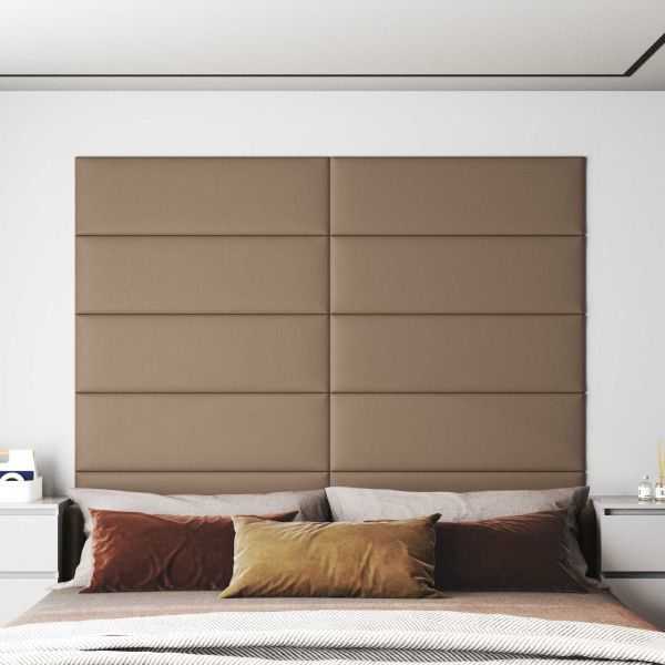 Стенно табло за легло 12 pcs Капучино 90 x 30 cm текстил
