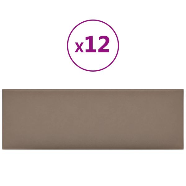 Стенно табло за легло 12 pcs Капучино 90 x 30 cm текстил